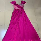 Off Shoulder Short Sleeve Rhinestone Maxi Bodycon Dress